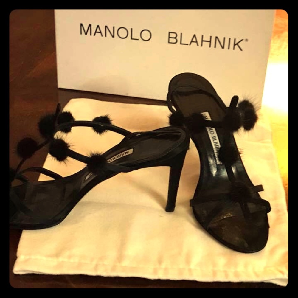 Manolo Blahnik Pom Pom sandals size 37.5